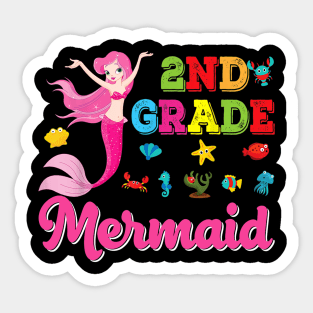 2nd Grade Mermaid Cute Girl Back To School Second Kid Class Sticker